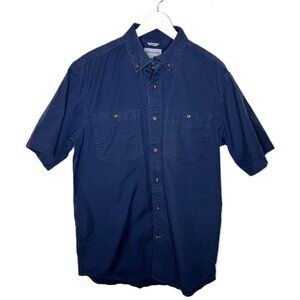 Carhartt Men's Blue Relaxed Fit Short Sleeve Button-Up Work Shirt, Medium